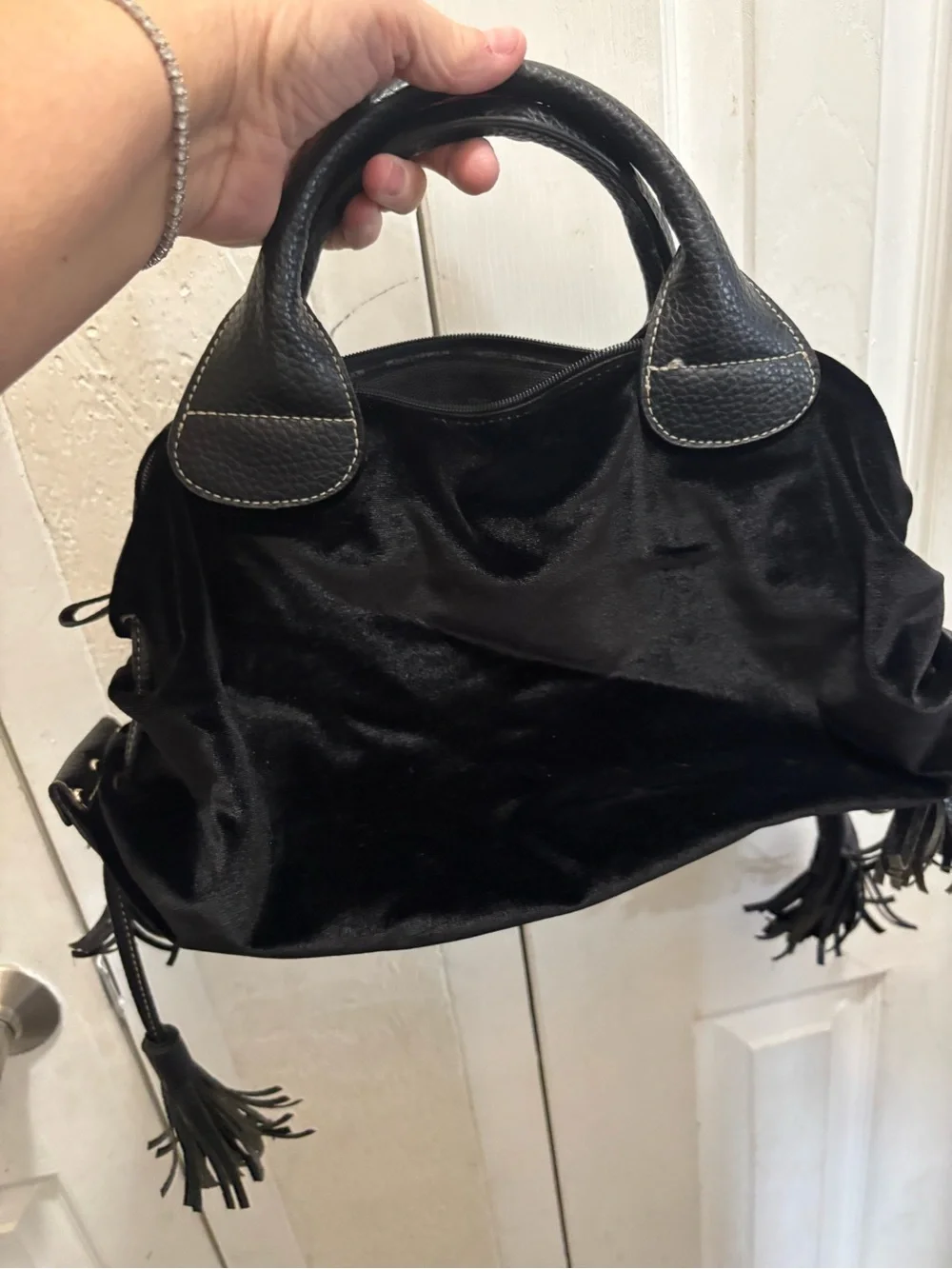 Elite fashion models Black Studded Satchel Bag